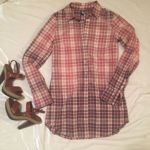 Free People Tunic plaid shirt with long sleeves